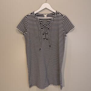 J. Crew Shift Dress NavyWhite Stripes Nautical Coastal Preppy Vacation - Size S